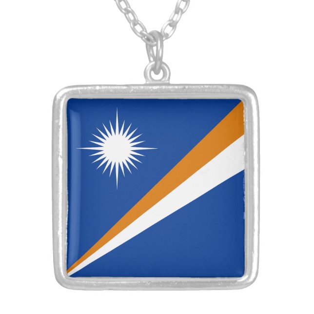 Marshall Islands Flag Silver Plated Necklace (Front)