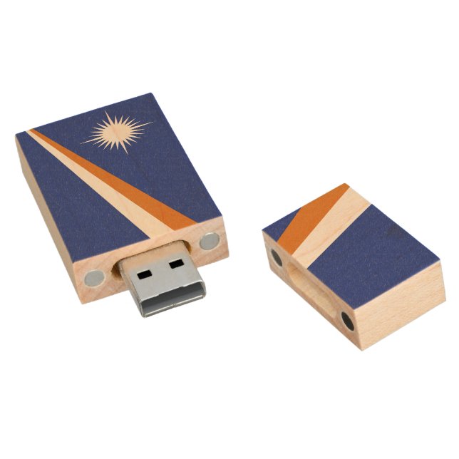 Marshall Islands flag Wood Flash Drive (Angled)