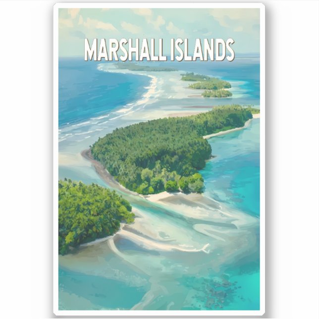 Marshall Islands Illustration Travel Art Vintage Sticker (Front)