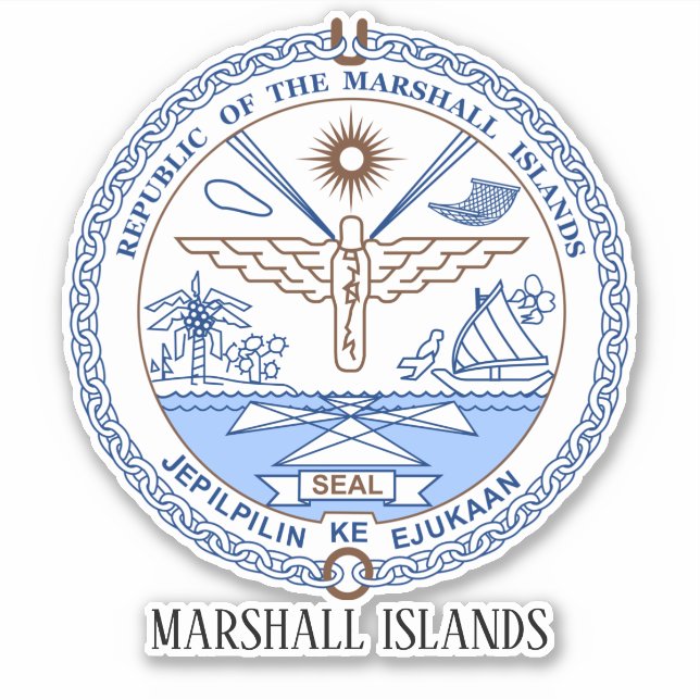 Marshall Islands National Seal Patriotic Sticker (Front)