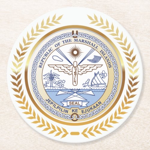 Marshall Islands Seal Round Paper Coaster
