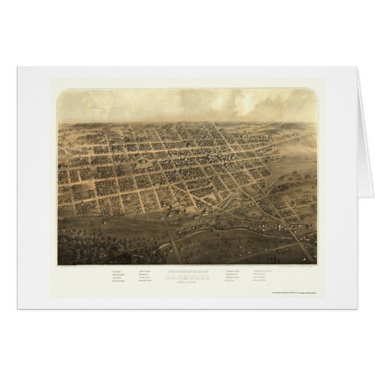 Marshall, MI Panoramic Map - 1868 Cards (Front Horizontal)