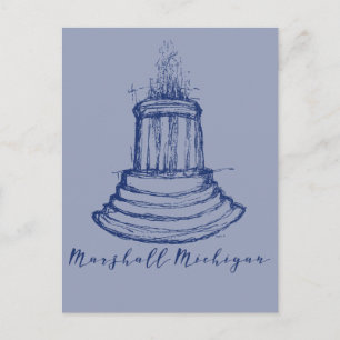Marshall Michigan Fountain Postcard