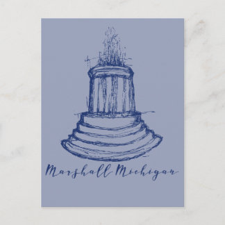 Marshall Michigan Fountain                         Postcard
