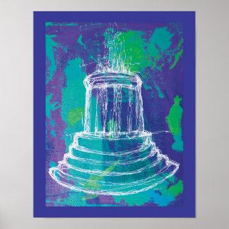 Marshall Michigan Fountain                         Poster