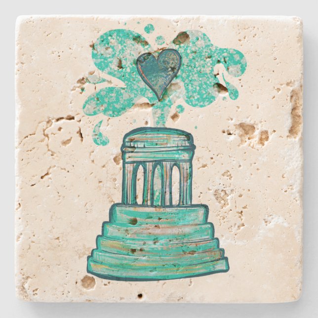 Marshall Michigan Fountain  Stone Coaster (Front)