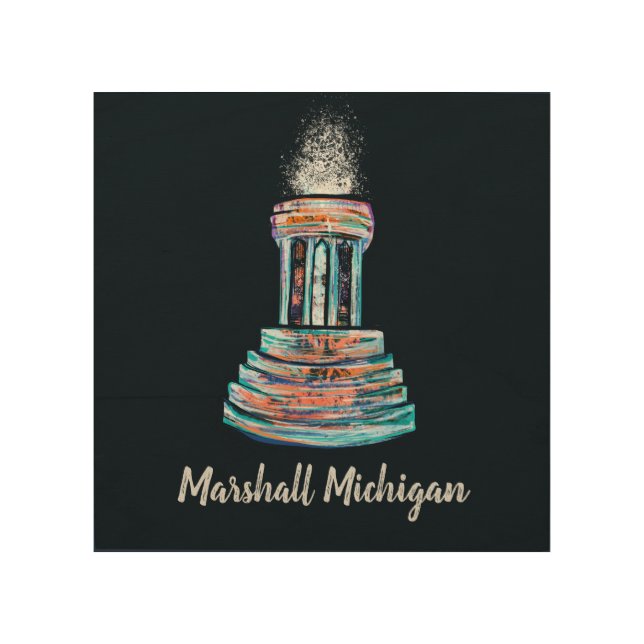 Marshall Michigan Fountain                         Wood Wall Art (Front)