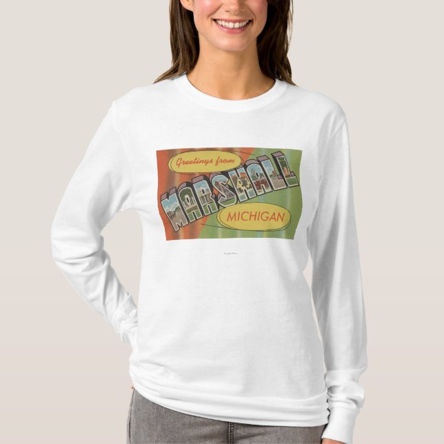 Marshall, Michigan - Large Letter Scenes T-Shirt (Front)