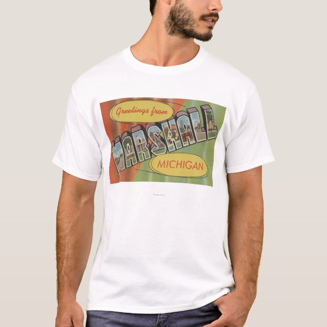 Marshall, Michigan - Large Letter Scenes T-Shirt (Front)