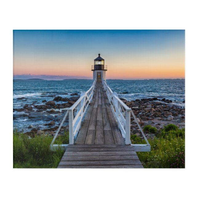 Marshall Point Lighthouse at Sunset Acrylic Print (Front)