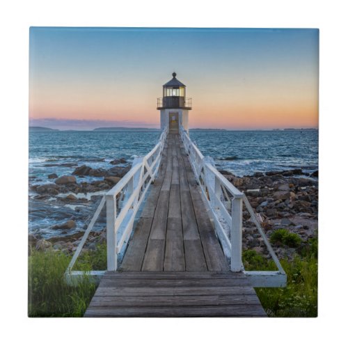 Marshall Point Lighthouse at Sunset Ceramic Tile