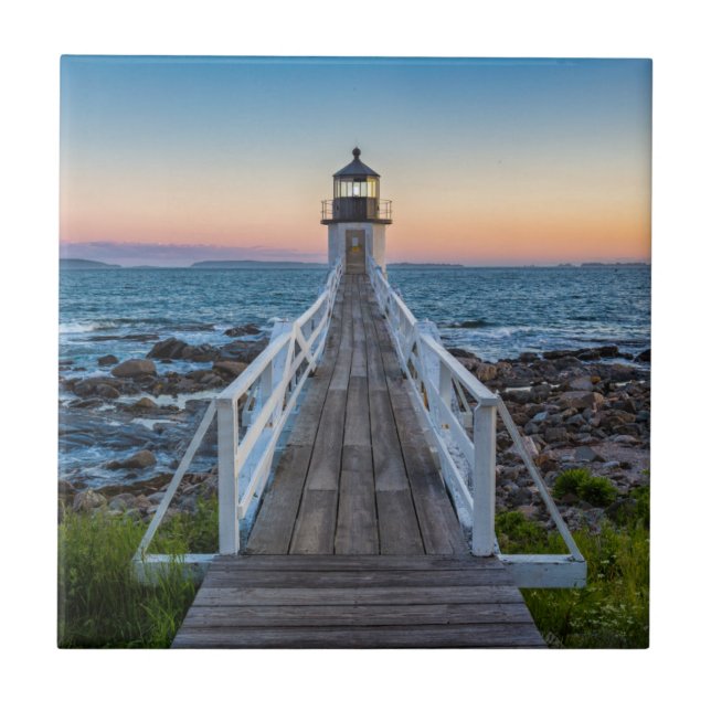 Marshall Point Lighthouse at Sunset Ceramic Tile (Front)