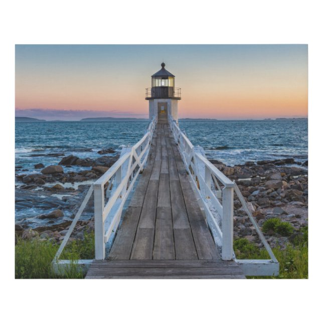 Marshall Point Lighthouse at Sunset Faux Canvas Print (Front)