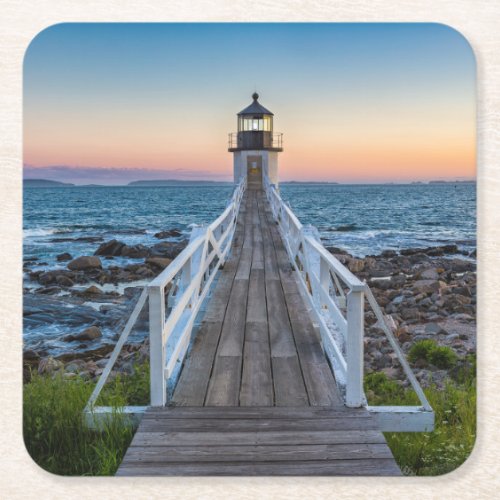 Marshall Point Lighthouse at Sunset Square Paper Coaster