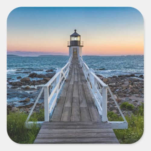 Marshall Point Lighthouse at Sunset Square Sticker