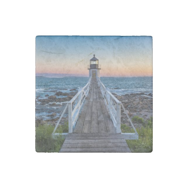 Marshall Point Lighthouse at Sunset Stone Magnet (Front)