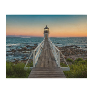 Marshall Point Lighthouse at Sunset Wood Wall Art