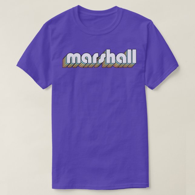 Marshall Retro Rainbow Typography Faded Style T-Shirt (Design Front)