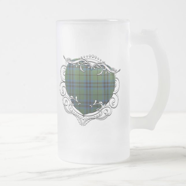 Marshall Tartan Heart Frosted Glass Beer Mug (Right)