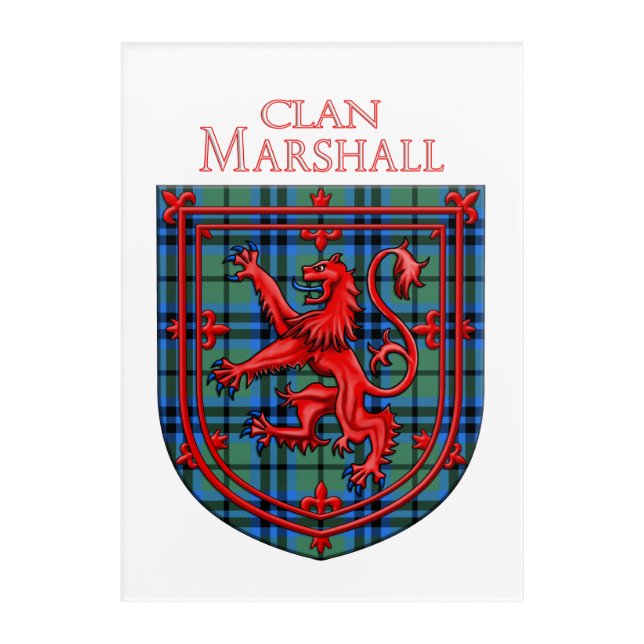Marshall Tartan Scottish Plaid Lion Rampant Acrylic Print (Front)