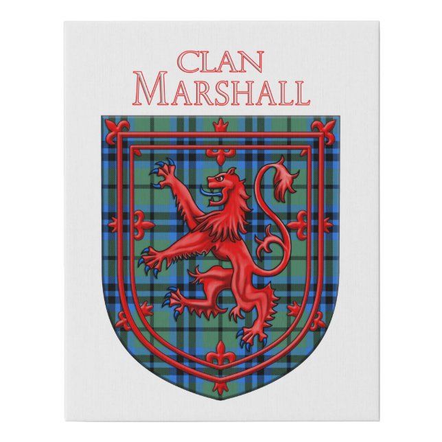 Marshall Tartan Scottish Plaid Lion Rampant Faux Canvas Print (Front)