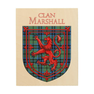 Marshall Tartan Scottish Plaid Lion Rampant Wood Wall Art