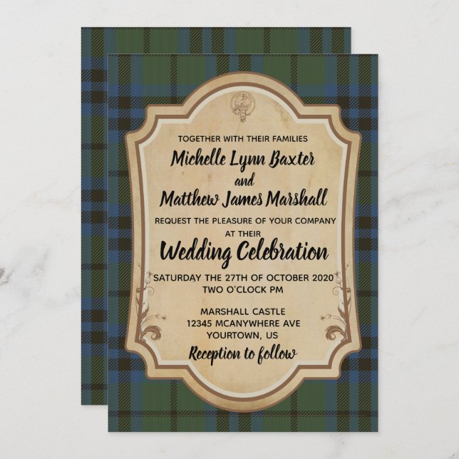 Marshall Tartan Wedding Invitation (Front/Back)