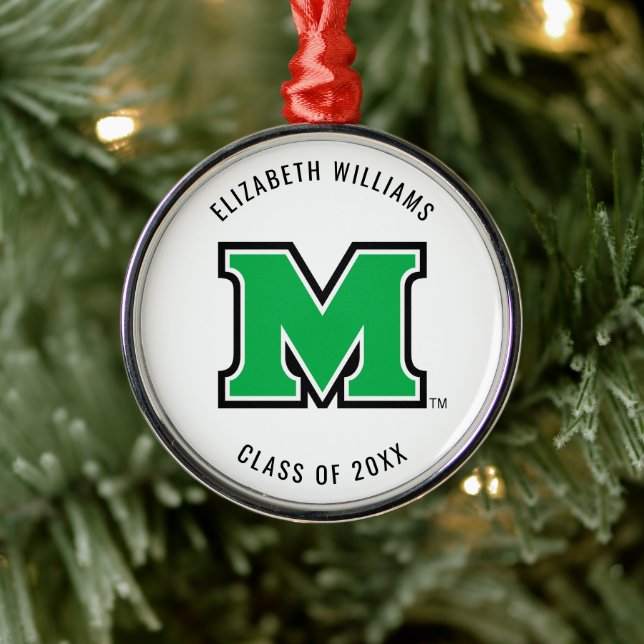 Marshall University M | Add Your Name Metal Ornament (Tree)
