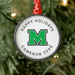 Marshall University M Add Your Name Metal Ornament