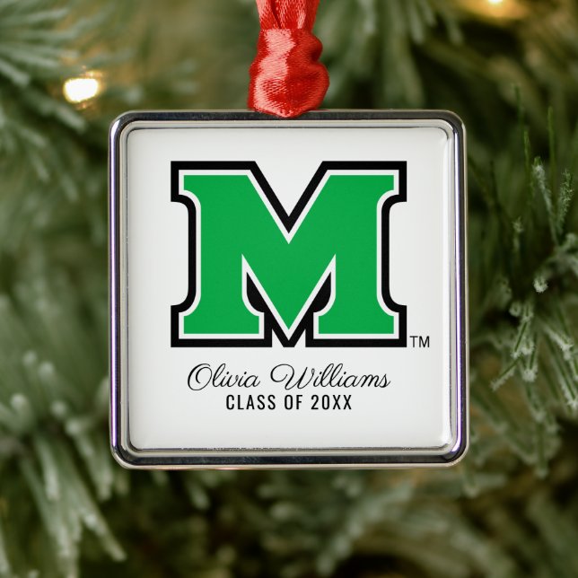 Marshall University M | Add Your Name Metal Ornament (Tree)