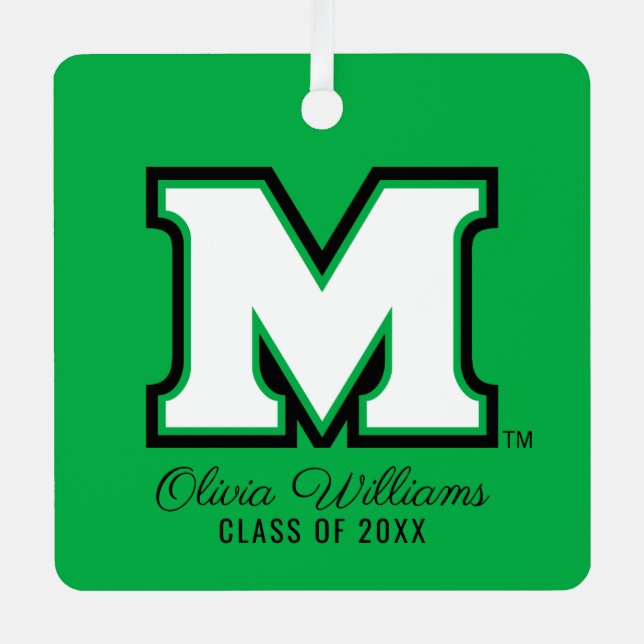 Marshall University M | Add Your Name Metal Ornament (Front)