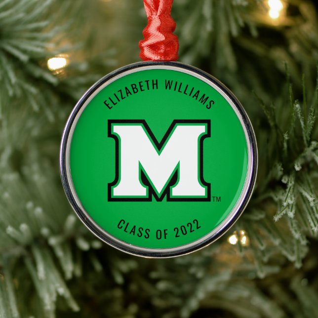 Marshall University M | Add Your Name Metal Ornament (Tree)