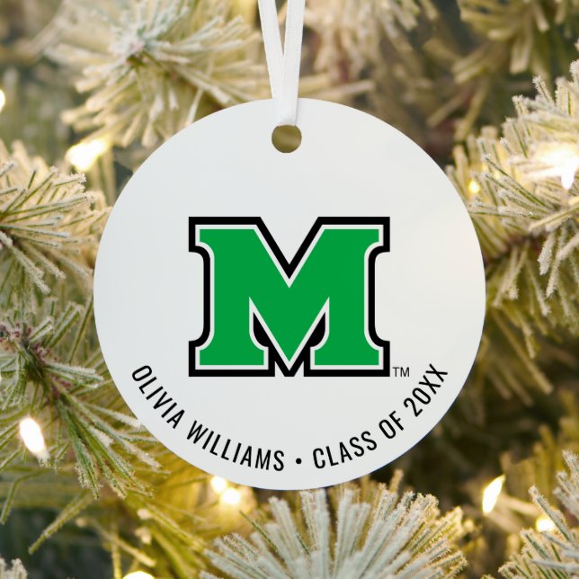 Marshall University M | Add Your Name Metal Ornament (Insitu)