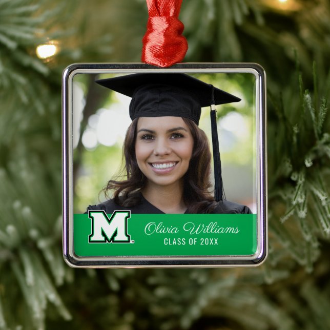 Marshall University M | Add Your Photo Metal Ornament (Tree)
