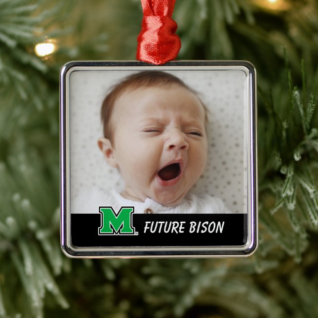 Marshall University M | Add Your Photo Metal Ornament (Tree)