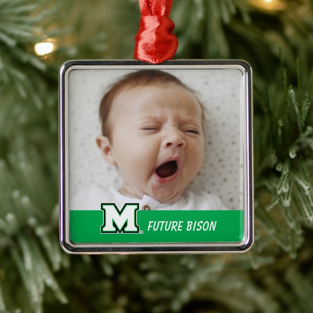 Marshall University M | Add Your Photo Metal Ornament (Tree)