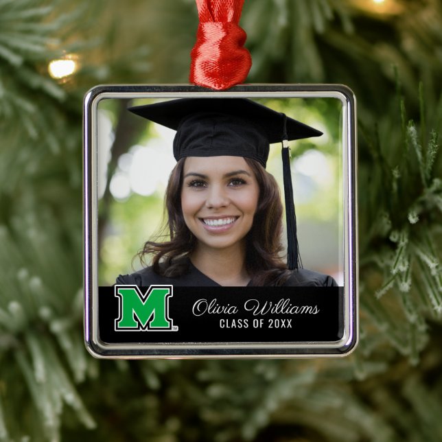 Marshall University M | Add Your Photo Metal Ornament (Tree)