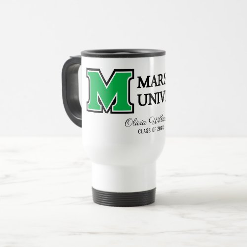 Marshall University Wordmark  Add Your Name Travel Mug