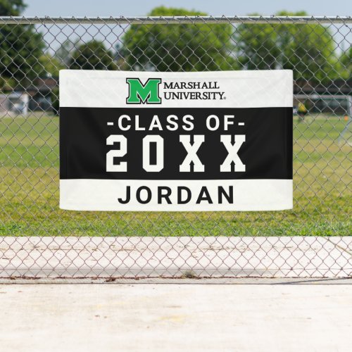 Marshall University Wordmark Green  Graduation Banner