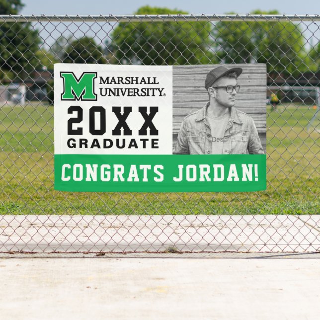 Marshall University Wordmark Green | Graduation Banner (Insitu)