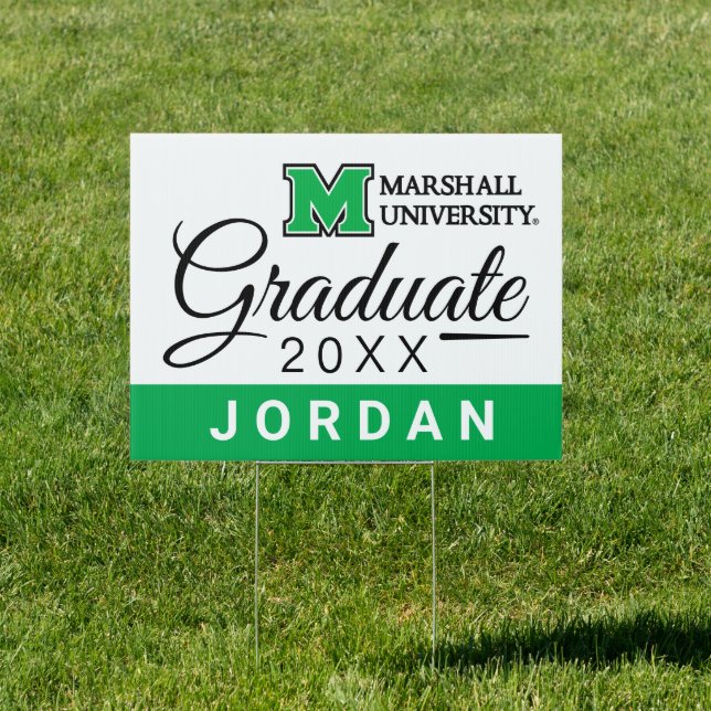 Marshall University Wordmark Green | Graduation Sign (Insitu)
