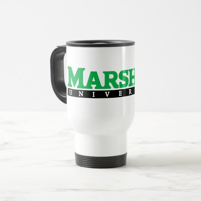 Marshall University Wordmark Travel Mug (Front Left)