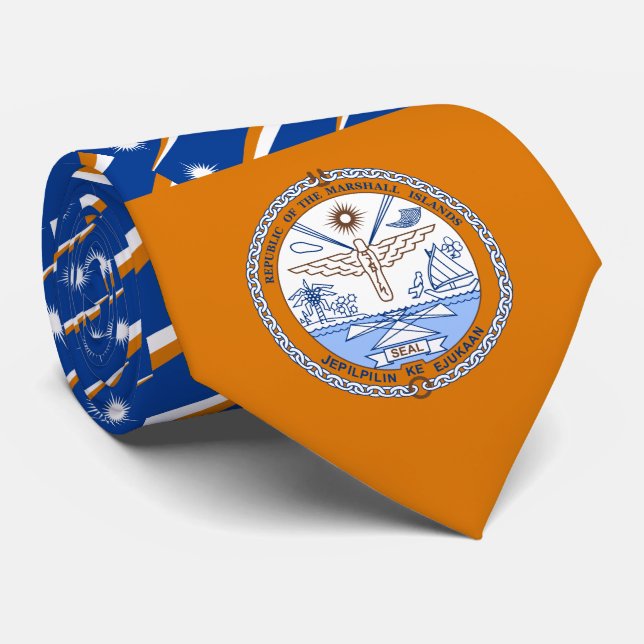 Marshallese Flag & Seal, The Marshall Islands Neck Tie (Rolled)