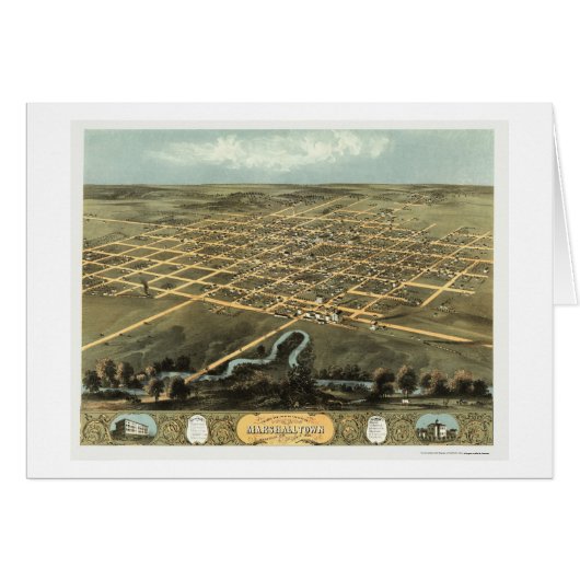 Marshalltown, IA Panoramic Map - 1868 Cards (Front Horizontal)