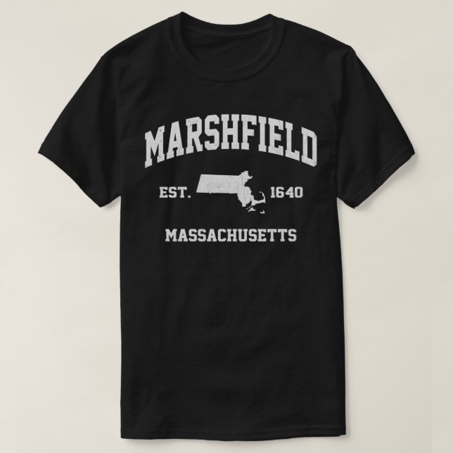 Marshfield Massachusetts MA vintage state Athletic T-Shirt (Design Front)