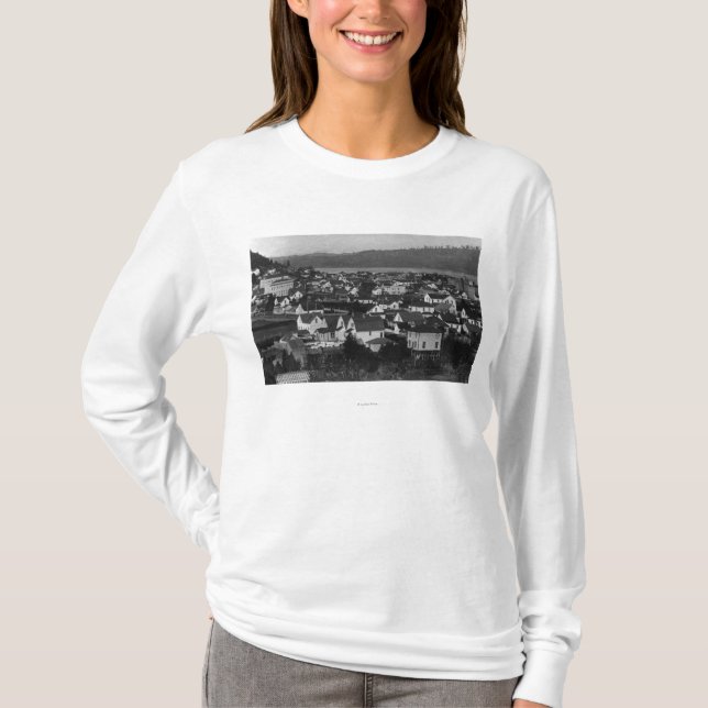 Marshfield, Oregon Town View and Water Photograp T-Shirt (Front)