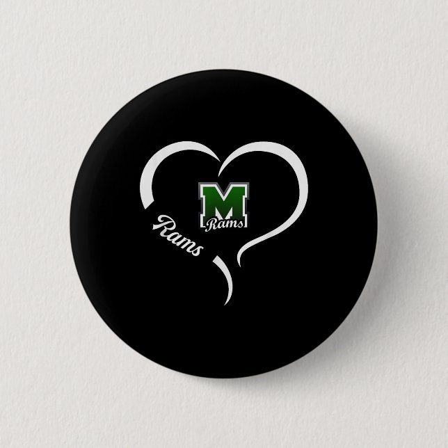 Marshfield Rams Logo Half Heart Slogan Hs  Button (Front)