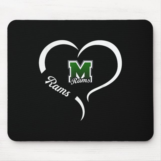 Marshfield Rams Logo Half Heart Slogan Hs  Mouse Pad (Front)