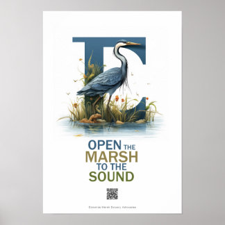 Marshian Heron Open the Sound Poster QR