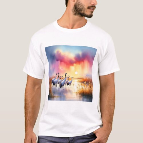 Marshland Elegance _ Watercolor T_Shirt